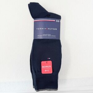 Tommy Hilfiger Mens Dress Socks 5 Pair Pack Navy Blue Comfort Blend Size 7-12